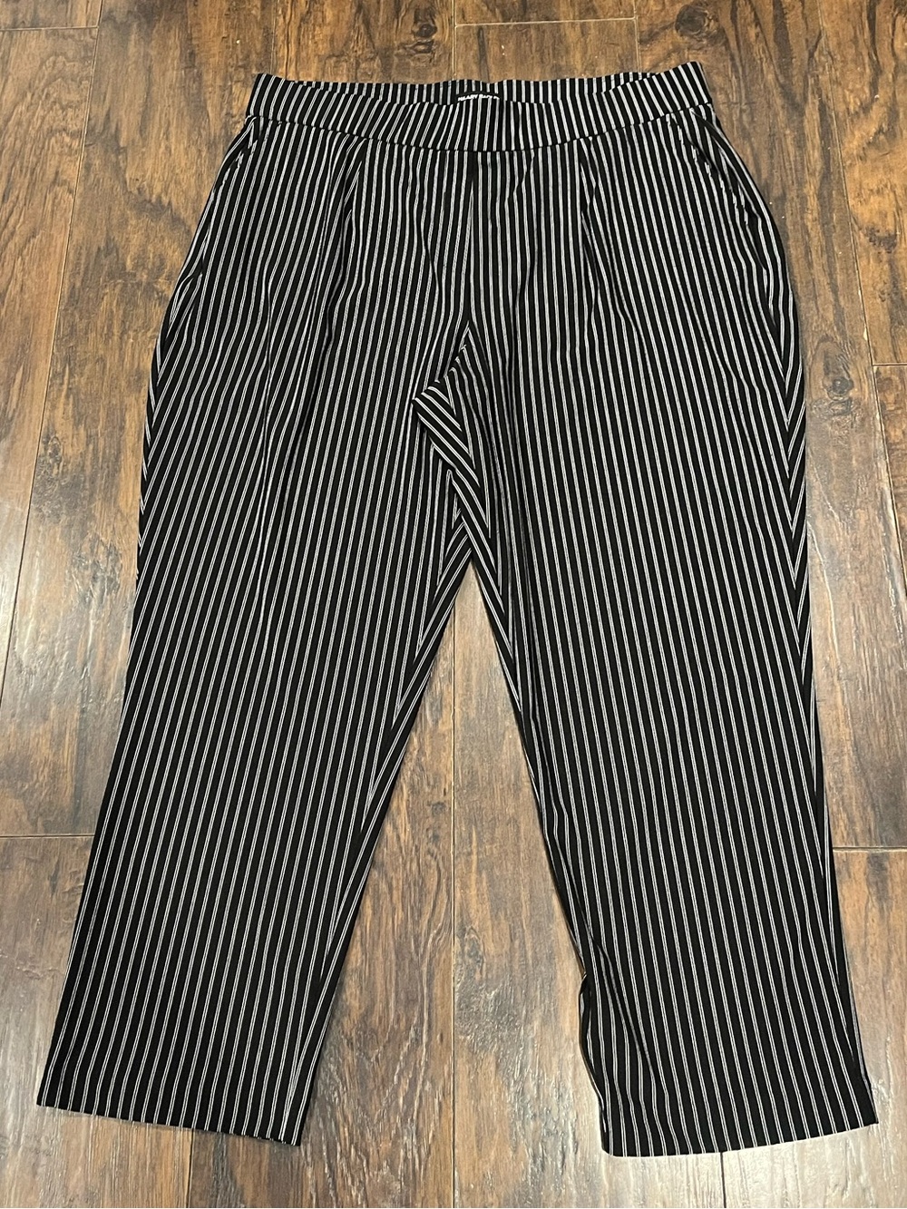 Hilary Radley Black and White Vertical Stripe Women’s Trousers